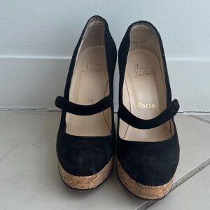 Christian Louboutin Black Suede Platform Shoes